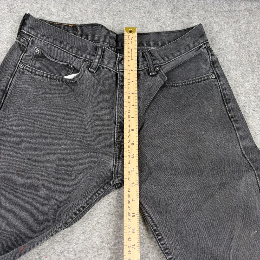 Levi's 505 Straight Leg Jeans‎ Mens 33x32 Faded Black Distressed Denim Workwear